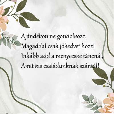 Pénzkérés nászajándékba verses formában