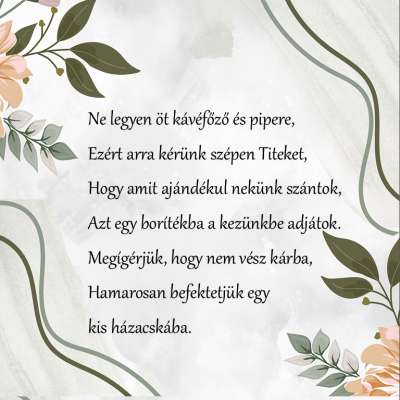 Pénzkérés nászajándékba verses formában 2.